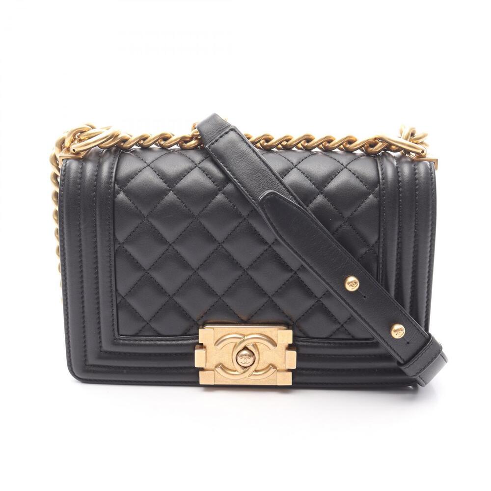 Chanel Boy Shoulder Bag Lambskin Sheepskin Black